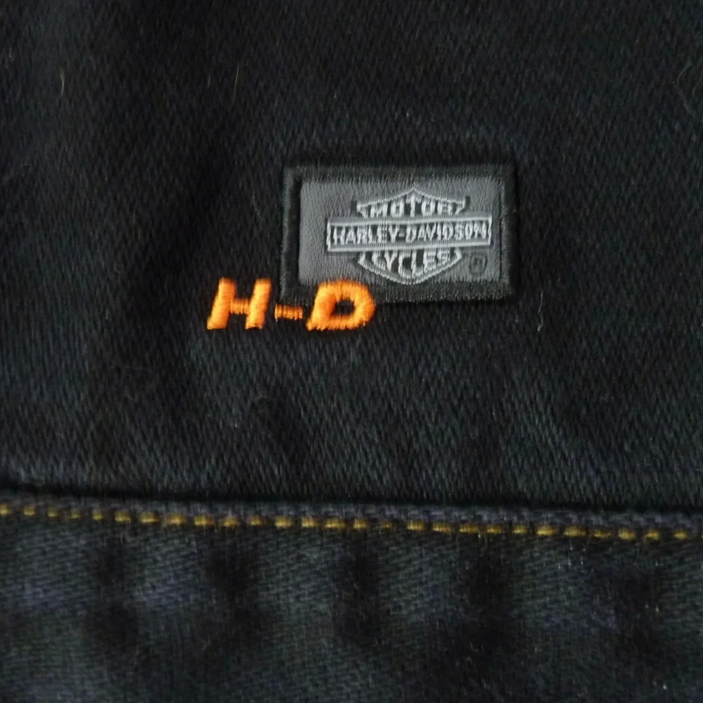 VINTAGE Genuine HARLEY-DAVIDSON Women's L Black Denim Motorcycle Jacket - Picture 11 of 13